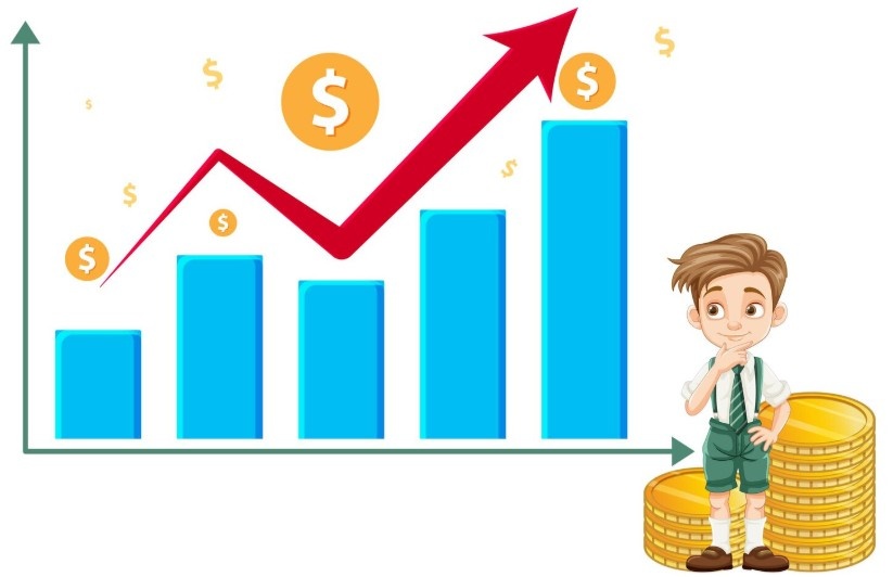 Compound interest growth chart over 30 years